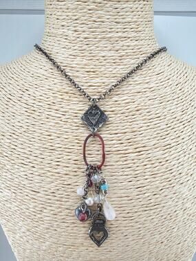 Handcrafted Artisan Made Multi-Charm "INVICITI" Pendant Necklace Gemstone